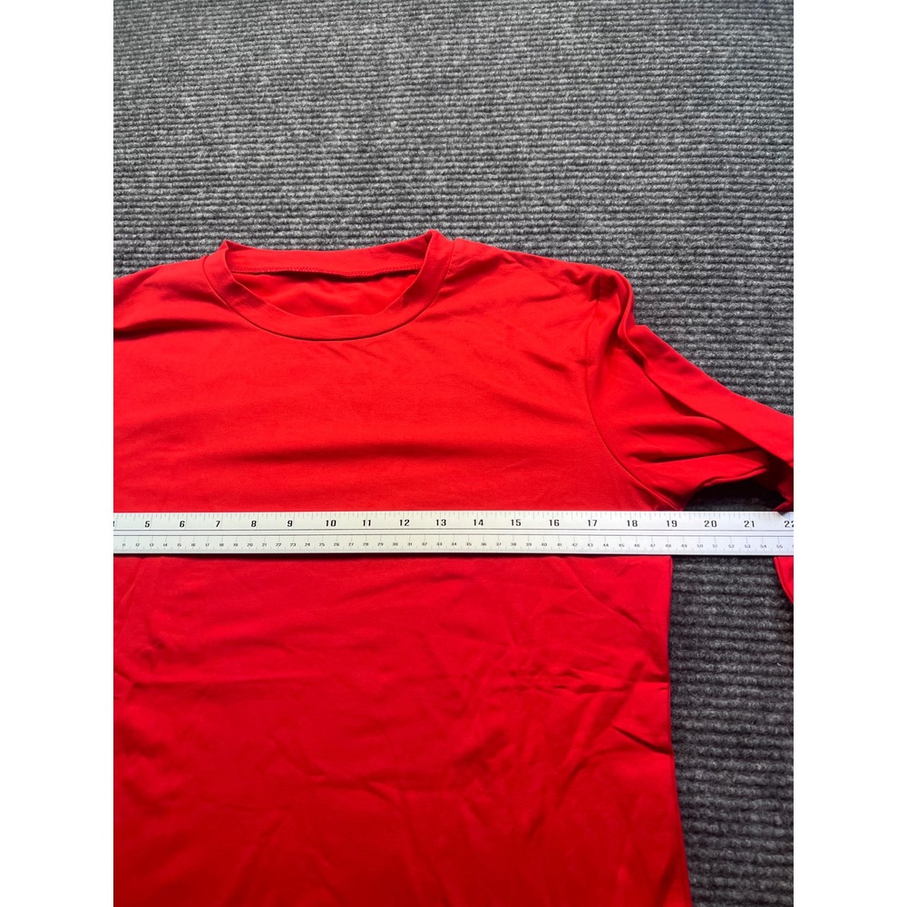 Womens Red Long Sleeve Crewneck T-Shirt Soft Cotton Blend Basic Top Size Small - Picture 5 of 7